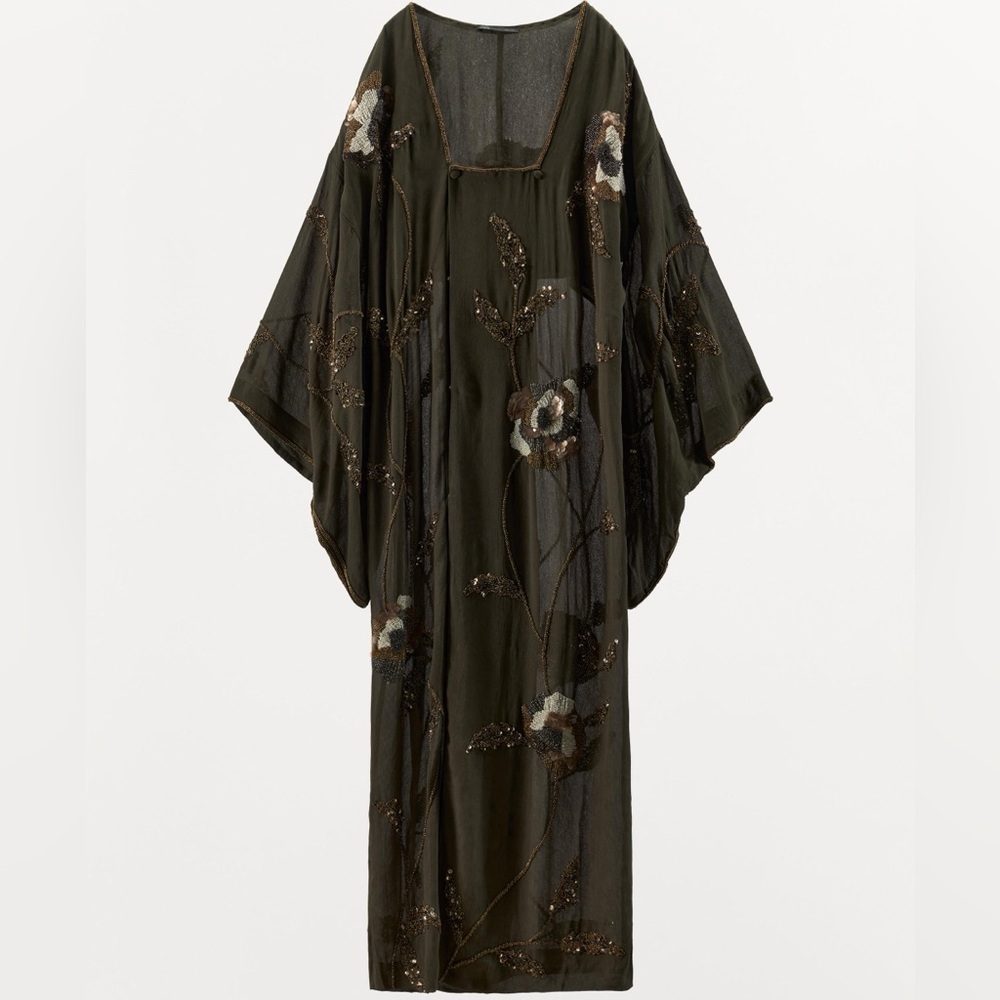 ZARA LIMITED EDITION JACQUARD EMBROIDERED DRESS WITH BEADING
